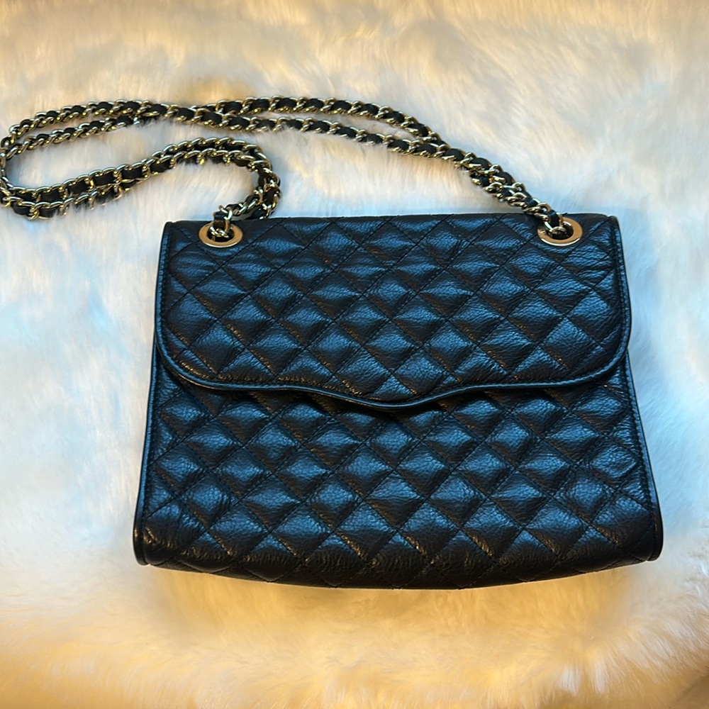 Rebecca Minkoff Black Affair Bag leather magnetic closure EUC